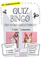 Vorschau - Stationenlernen - Quizbingo: Lebewesen, Säugetiere, Haustiere - Deckblatt