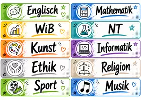 Vorschau - Poster - 🖍️ 18 moderne Fächerschilder für Stundenplan & Tafel | Classroom Management - Seite 1