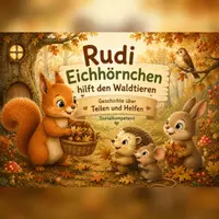 Vorschau - Bildkarten - Kamishibai Eichhörnchen Rudi teilt seine Vorräte | Herbstgeschichte Kindergarten | Bildkarten Herbst | Thema Teilen | U3 Krippe | Waldtiere | Kita PDF - Deckblatt