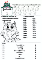 Vista previa - Hojas de trabajo - Monstrutablas: ficha repaso de las tablas - Portada