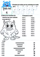 Vista previa - Hojas de trabajo - Monstrutablas: ficha repaso de las tablas - página 3
