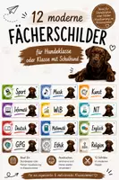 Vorschau - Poster - 🐶 12 moderne Fächerschilder mit Schulhund - Deckblatt