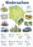 Vorschau - Arbeitsblätter - Lernplakat + Arbeitsblatt "Niedersachsen" + Onlineübung & MP3 + Mindmap + Infografik - Deckblatt