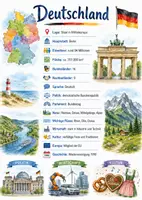 Vorschau - Arbeitsblätter - Lernposter + Arbeitsblätter zum Thema "Deutschland" + Lösung & MP3 + Mindmap + Infografik - Deckblatt