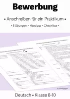 Vorschau - Arbeitsblätter - 6 Bewerbungsanschreiben- Übungen + Handout + Checkliste, Klasse 8-10 - Deckblatt