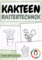 Vorschau - Mal- und Bastelvorlagen - Rastertechnik Kakteen & Sukkulenten - Zeichnen lernen | 3-fach differenziert - Deckblatt