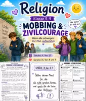 Vorschau - Stundenentwürfe - Religion | Mobbing & Zivilcourage | Unterrichtsstunde | David gegen Goliat Vorgeschichte | Jugendthema | Jakobus 4, Vers 17 & Sprüche 31, Vers 8-9 | Klasse 5-9 - Deckblatt