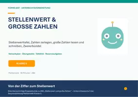Vorschau - Stundenentwürfe - Unterrichtsvorbereitung Stellenwert und große Zahlen - Deckblatt