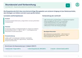 Vorschau - Stundenentwürfe - Unterrichtsvorbereitung Stellenwert und große Zahlen - Seite 1