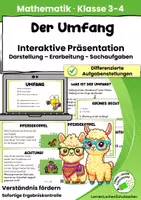 Vorschau - Präsentationen/Tafelbilder - Umfang berechnen | Interaktive Präsentation mit Aufgaben | Mathematik Klasse 3–4 | Rechtecke | Sachaufgaben - Seite 1
