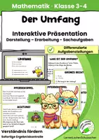 Vorschau - Präsentationen/Tafelbilder - Umfang berechnen | Interaktive Präsentation mit Aufgaben | Mathematik Klasse 3–4 | Rechtecke | Sachaufgaben - Deckblatt