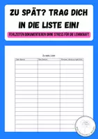 Vorschau - Anderer Materialtyp - Zu-spät-Liste: Fehlzeiten dokumentieren ohne Stress - für mehr Pünktlichkeit - Deckblatt