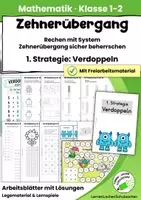 Vorschau - Arbeitsblätter - Zehnerübergang sicher lernen | Rechenstrategie Verdoppeln | Mathematik Klasse 1 & 2 - Seite 1