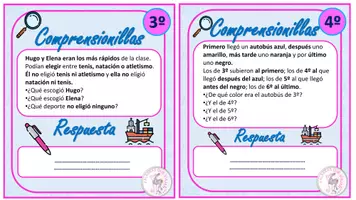Vista previa - Unidades / Secuencias / Situaciones de Aprendizaje - TARJETAS COMPRENSIÓN EXPRÉS: LEE, PIENSA Y RESUELVE. - página 3