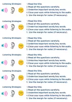Vorschau - Mal- und Bastelvorlagen - Bookmarks Strategies Reading & Listening Lesezeichen - Seite 1