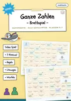 Vorschau - Spiele - Ganze Zahlen Brettspiel – 3 Niveaus mit Lösungen (Kl. 5–7) - Deckblatt