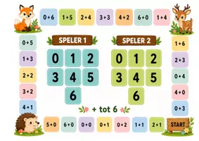 Voorbeeld - bordspelen optellen tot 6 - Pagina 1