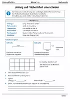 Vorschau - Arbeitsblätter - Flächeninhalt und Umfang – Lernmalbuch Klasse 5–6 - Seite 1