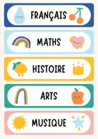 Aperçu - Affichage - Étiquettes de Matières Scolaires Modifiables - Page de couverture