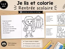 Aperçu - Affichage - Je lis et colorie – Rentrée scolaire | Cahier d'activités - Page de couverture