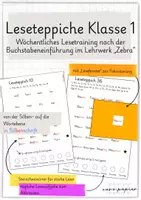 Vorschau - Arbeitsblätter - Leseteppiche Klasse 1 - Leseaufgaben zum Lehrwerk "Zebra" - Deckblatt