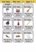 Vorschau - Spiele - Ich habe wer hat? (Musikinstrumente ) 1. Klasse Deutsch / DaZ/DaF - Wortschatz Förderung • Hörverstehen • Leseverstehen (Gruppenspiel) - Seite 1