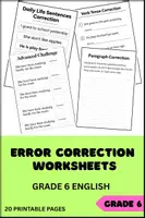 Aperçu - Feuilles d'exercices - exercices de correction d erreurs cm2 en anglais _ 20 fiches - Page de couverture