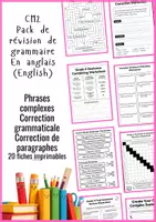 Aperçu - Feuilles d'exercices - cm2 anglais grammaire 20 fiches - Page de couverture