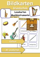 Vorschau - Mal- und Bastelvorlagen - Lesekarten/Bildkarten Musikinstrumente einfach - DaZ/DaF / Deutsch (Grundschule) - Deckblatt