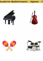 Vorschau - Mal- und Bastelvorlagen - Lesekarten/Bildkarten Musikinstrumente einfach - DaZ/DaF / Deutsch (Grundschule) - Seite 2