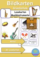 Vorschau - Spiele - Lesekarten/Bildkarten Musikinstrumente mittelschwer - DaZ/DaF / Deutsch (Grundschule) - Deckblatt