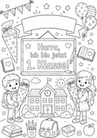 Vorschau - Arbeitsblätter - Ausmalbild 1. Schultag Einschulung - Deckblatt