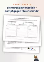 Vorschau - Arbeitsblätter - Arbeitsblatt + Quelle: Bismarcks Innenpolitik - Kampf gegen "Reichsfeinde" - Deckblatt