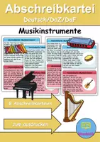 Vorschau - Arbeitsblätter - Abschreibkartei: Thema Musikinstrumente - DaZ/DaF / Deutsch (schreiben • Rechtschreibung) - Deckblatt