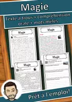 Aperçu - Inclusion - Magie – Fiche : texte à trous, compréhension orale et mots mêlés - Page de couverture