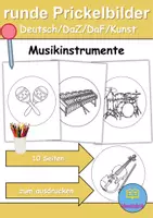 Vorschau - Arbeitsblätter - runde Prickelbilder / Fensterbilder: Musikinstrumente - Grundschule - Bastelvorlagen - Deckblatt