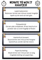 Voorbeeld - Minute to win it-kaartjes! - Voorblad