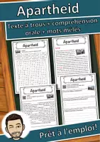 Aperçu - Inclusion - Apartheid – Fiche : texte à trous, compréhension orale et mots mêlés - Page de couverture