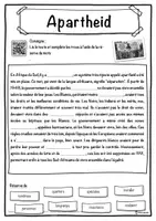 Aperçu - Inclusion - Apartheid – Fiche : texte à trous, compréhension orale et mots mêlés - Page 1