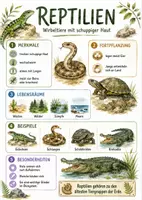Vorschau - Arbeitsblätter - Lernposter + Arbeitsblätter zum Thema "Reptilien" + Lösung & MP3 + Mindmap + Infografik - Deckblatt