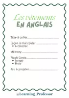 Aperçu - Jeux - Kit d'anglais - Leçon à manipuler – Les vêtements - Page de couverture