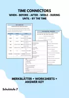Vorschau - Arbeitsblätter - TIME CONNECTORS Worksheets (More 3 Unit 3 Going On A Journey) before while during after until by the time - Deckblatt