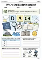 Vorschau - Arbeitsblätter - DACH Vergleich Arbeitsheft Klasse 5–6 - Deckblatt