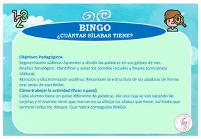 Vista previa - Hojas de trabajo - BINGO. CUENTA LAS SÍLABAS Y ACIERTA. - página 1
