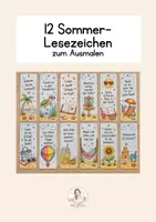 Vorschau - Mal- und Bastelvorlagen - 12 Sommer-Lesezeichen zum Ausmalen - Deckblatt