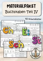 Vorschau - Arbeitsblätter - Buchstabeneinführung Deutsch Klasse 1 – Arbeitsblätter – Buchstaben lernen, nachspuren & schreiben – von einzelnen Buchstaben bis zu ganzen Wörtern – Schreibübungen - Ch, Sch, St, Sp, Ei, Eu, Au, Ä, Ö, Ü - Deckblatt