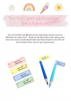 Vorschau - Anderer Materialtyp - Geschenkset zum Schulstart Schuljahresbeginn - "Du bist gut genug!" - Deckblatt