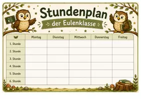 Vorschau - Anderer Materialtyp - Stundenplan - Klassentier Eule - Deckblatt