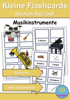 Vorschau - Arbeitsblätter - Kleine Flashcards: Musikinstrumente - Bildkarten & Wortkarten (DaZ/DaF / Deutsch) - Deckblatt