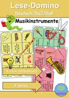 Vorschau - Arbeitsblätter - Lese-Domino Musikinstrumente - Bastelvorlage - DaZ/DaF / Deutsch (Lesespiel) - Deckblatt